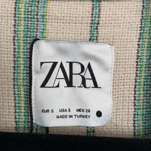 Zara Woman Cotton The Beth Rustic Kimono Jacket Striped Pockets Tie Belt Size S - Picture 12 of 16